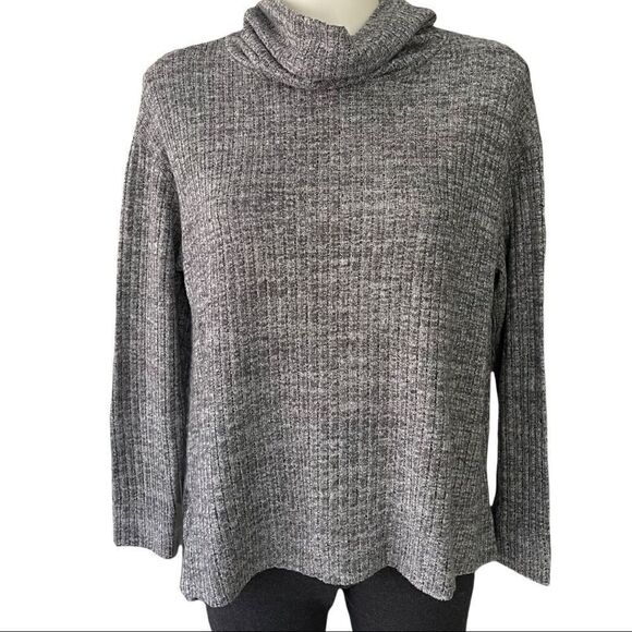 ANTHROPOLOGIE MAEVE OVERSIZED TURTLE NECK RIBBED KNIT‎ SWEATER TOP GRAY SZ XS - Picture 1 of 8
